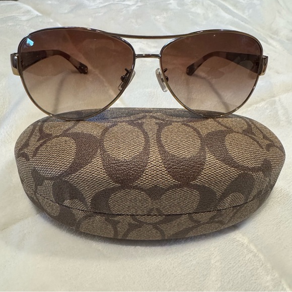 Coach Dark Lenses with Gold Frame Sunglasses - Picture 2 of 10